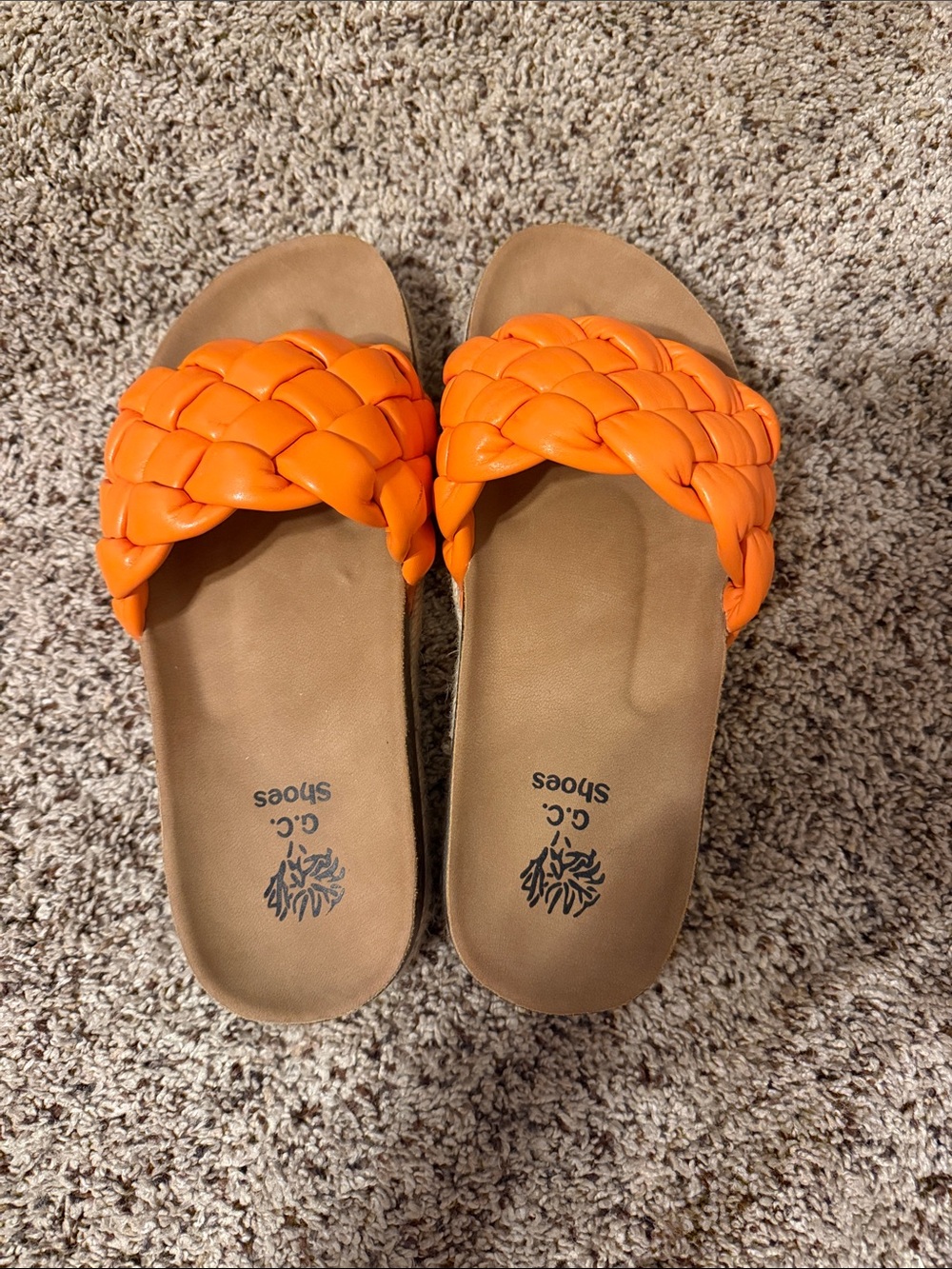 C.C. Shoes Women's Braided Orange Slide Sandals
